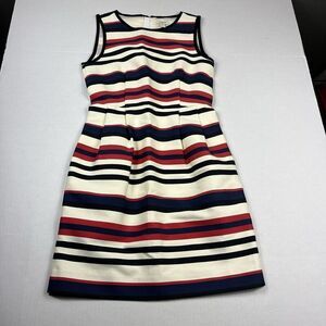 J.Crew Womens Sleeveless Dress Striped Nautical Preppy Back Zip Pockets Size 0